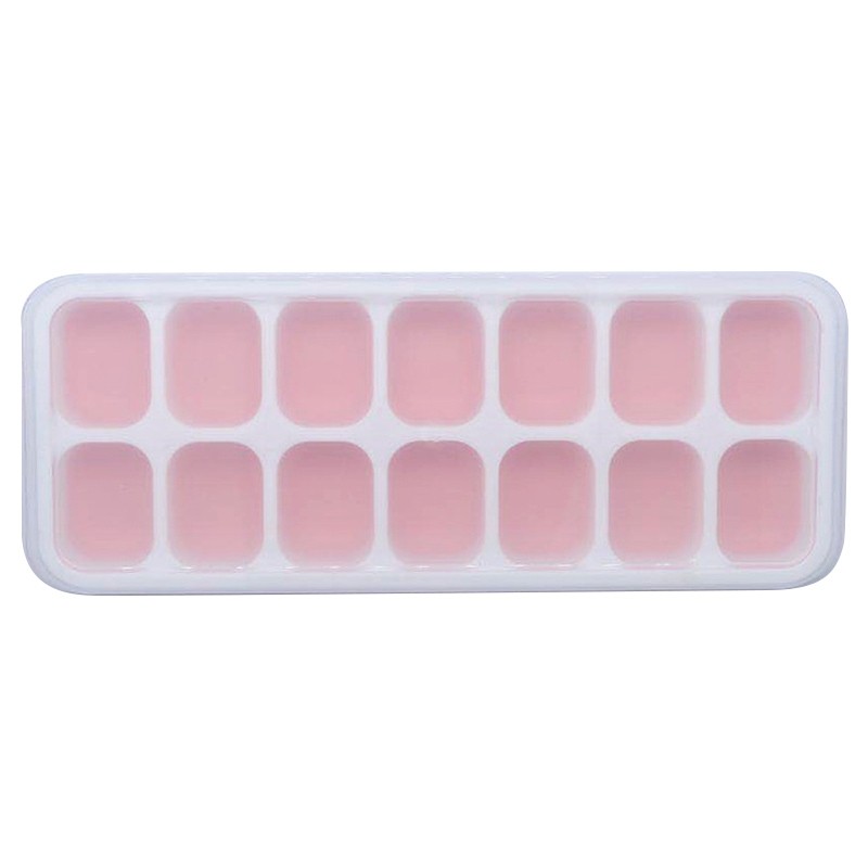 5 PCS 14 Grid Silicone Ice Grid Household Square Ice Grid Silicone Mold With Lid (Pink)