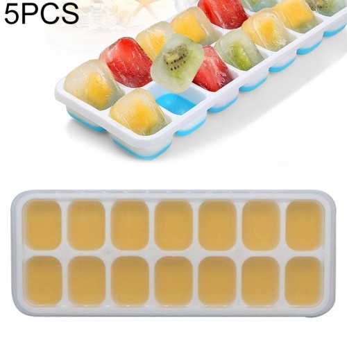 5 PCS 14 Grid Silicone Ice Grid Household Square Ice Grid Silicone Mold With Lid (Yellow)