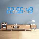 Multifunctional LED Wall Clock Creative Digital Clock US Plug, Style: Hollow Remote Control (Blue Font)