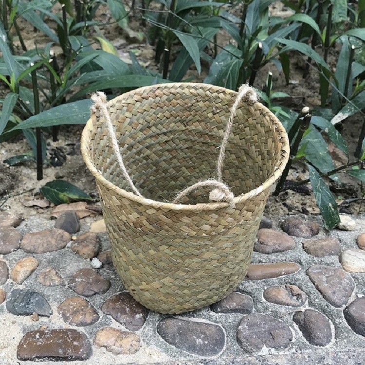 5 PCS SDTGP5 Succulent Flower Basket Hanging Basket Wall Hanging Basket (Natural Color)