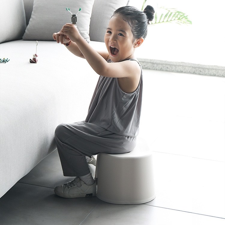 Plastic Stool Children Bathroom Non-slip Small Stool Living Room Shoe Stool, Size: 33x25.5x19.5cm (White)