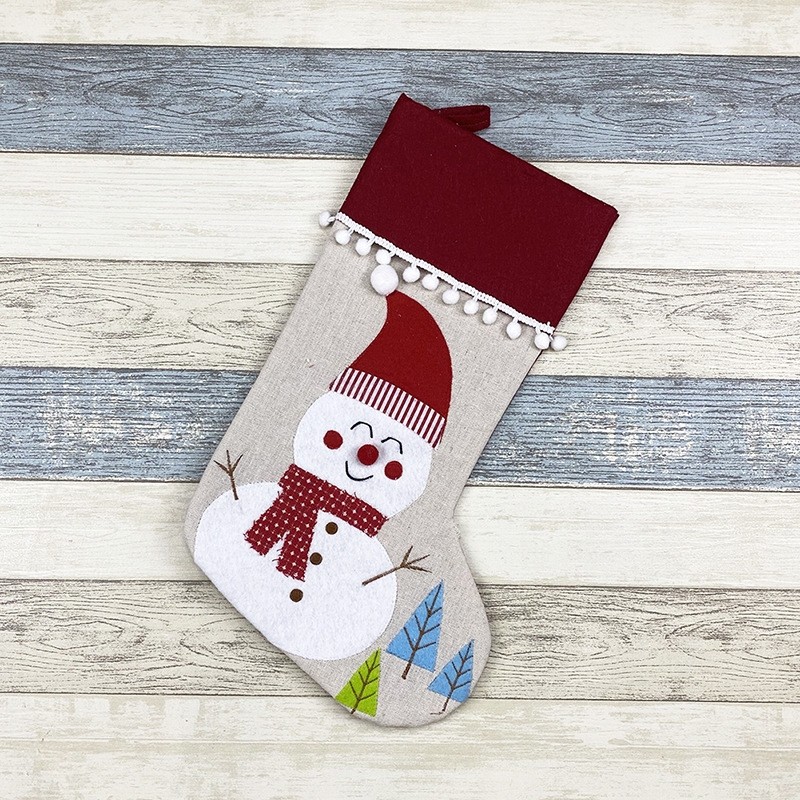 Christmas Socks Gift Bag Children Christmas Decoration Gift Socks Supplies Christmas Tree Pendant (Snowman)