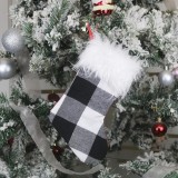5 PCS Christmas Tree Ornaments Decoration Supplies Gift Bag Plush Christmas Socks Gift Bag Pendant (Black and White)