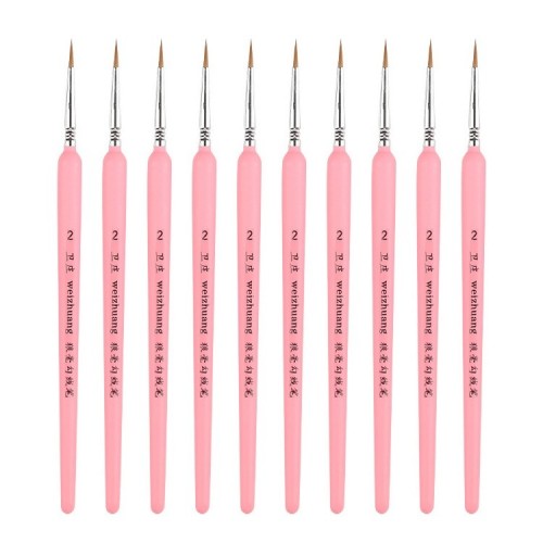 10 PCS 2 WeiZhuang Hook Line Pen Painting Hand-painted Watercolor Wolf Mint Hook Line Pen Painting Stroke Thin Line Brush, Color: Pink