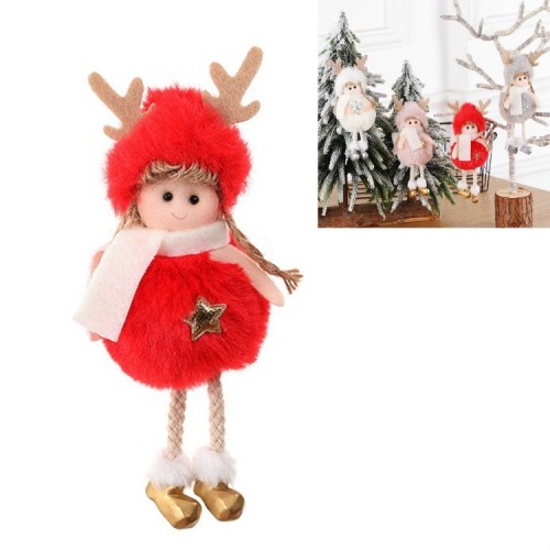 4 PCS Christmas Plush Angel Charm Children Doll Gift Christmas Tree Pendant, Style: Five Star Angel (Red)