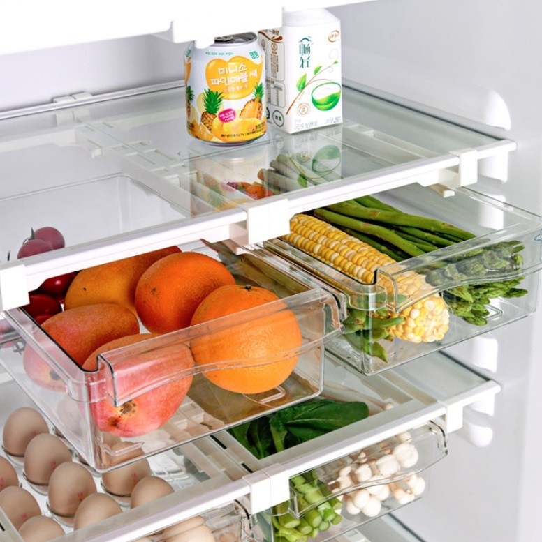 Refrigerator Storage Box Drawer Type Square Household Multifunctional Food Preservation Box, 2 Fresh Box