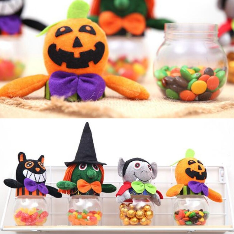 4 PCS Halloween Decorations Candy Jar Ghost Festival Atmosphere Arrangement Gift Box (Black Cat)
