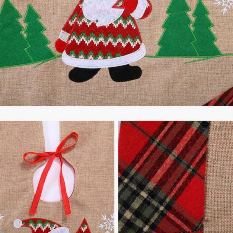 90cm Christmas Decoration Supplies Linen Tree Skirt Tree Bottom Decoration (Snowman)