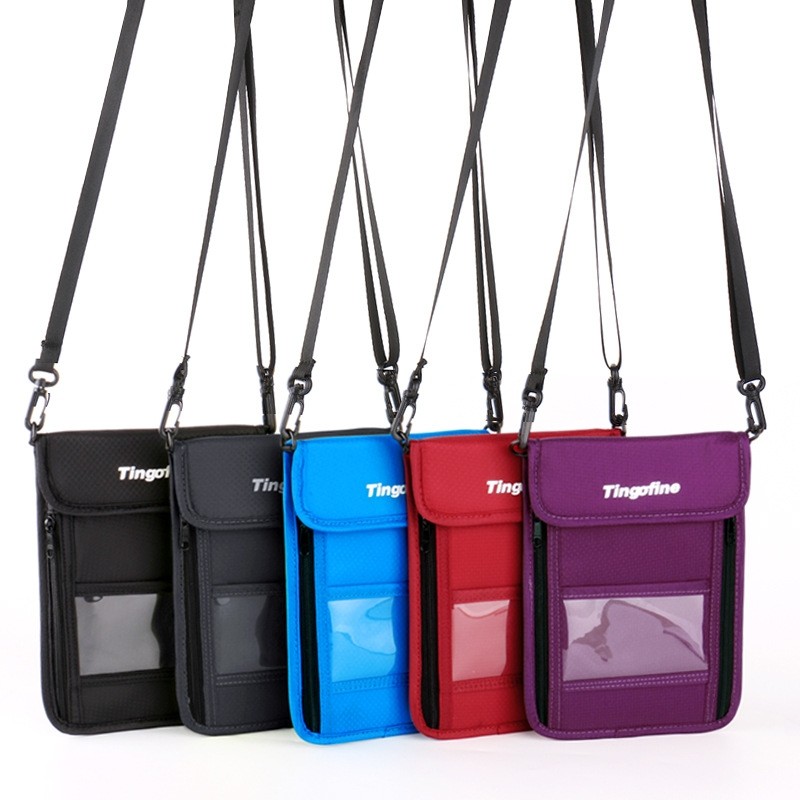 Travel Storage Messenger Passport Bag Multifunctional RFID Anti-Theft Hanging Neck Document Bag Card Bag, Size: 21x16cm (Purple)