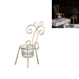2 PCS Wrought Iron Chair Shaped Candle Holder Decoration Romantic Candle Light Table Decoration, Style: C (Gold)