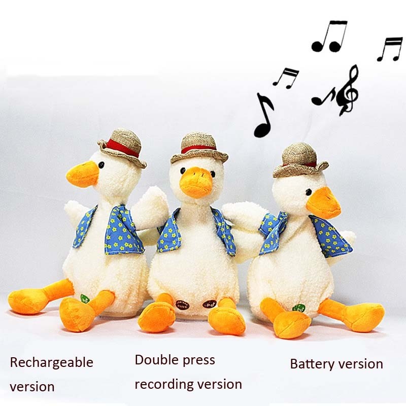 Repeat Duck Tricky Duck Learn Talking Singing Plush Duck Toy, Style: Remote Control+Recording