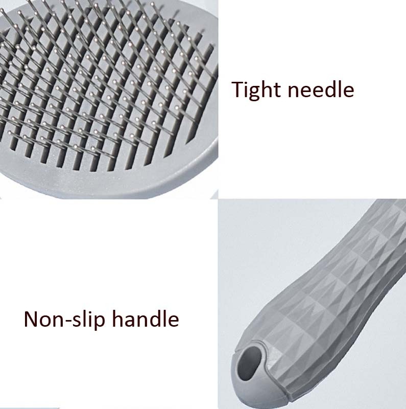 2 PCS Stainless Steel Needle Automatic Cleaning Pet Hair Removal Dog Brush Pet Comb (Blue Thick Needle)