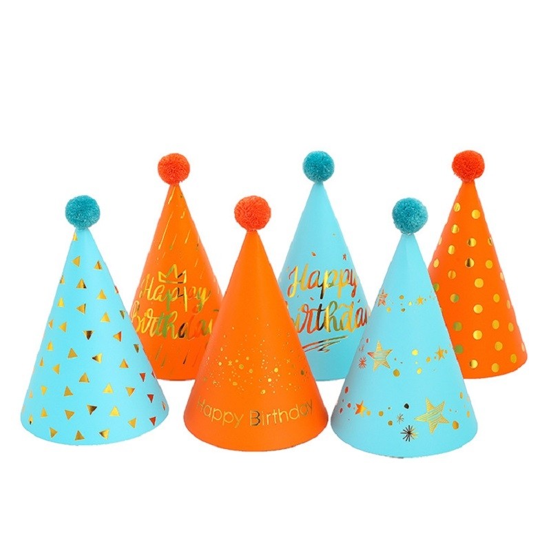 20 PCS Sequined Fur Ball Birthday Hat Birthday Party Supplies Dress Up Paper Hat, Color: 3 Love Horse Orange