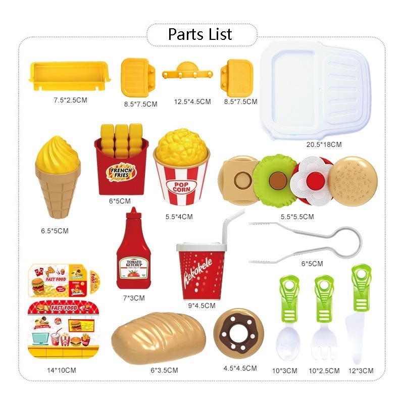 Educational Toys Children Simulation Pretend Play House Toys Kit Backpack (Fast Food)