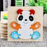 5 PCS Wooden Cartoon Animal Puzzle Early Education Small Jigsaw Puzzle Building Block Toy For Children (Panda)
