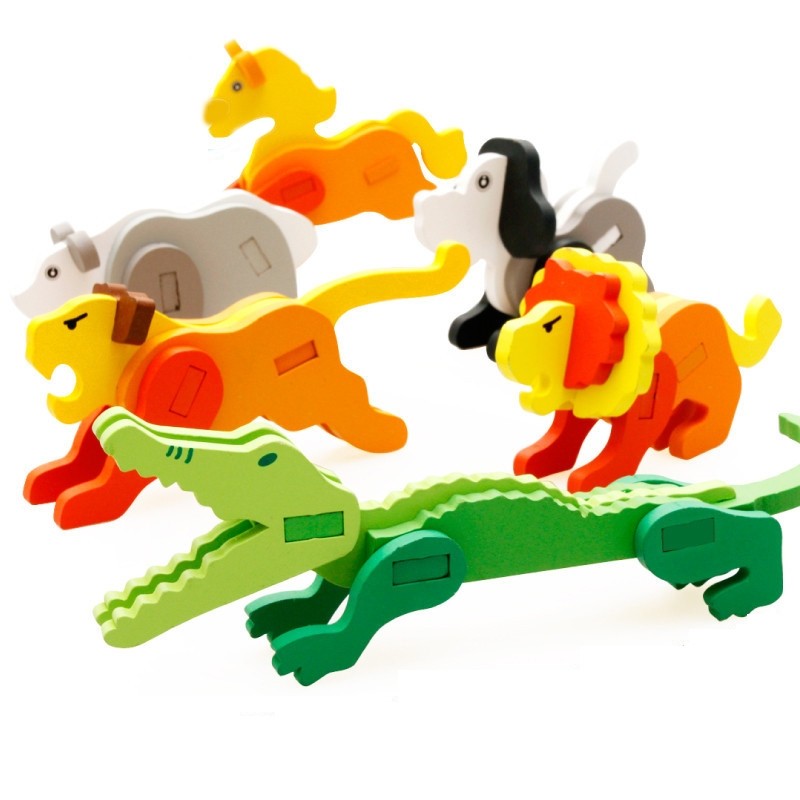 3 PCS Children Animal Three-Dimensional Wooden Puzzle Toys Handmade Model Early Learn Building Blocks Puzzle Toy (Ducks)