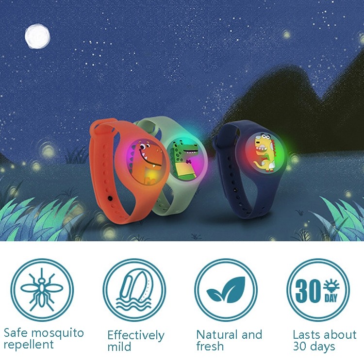 10 PCS Flash Mosquito Repellent Bracelet Silicone Cartoon Night Light Anti-Mosquito Hand Ring Color And Style Random Delivery