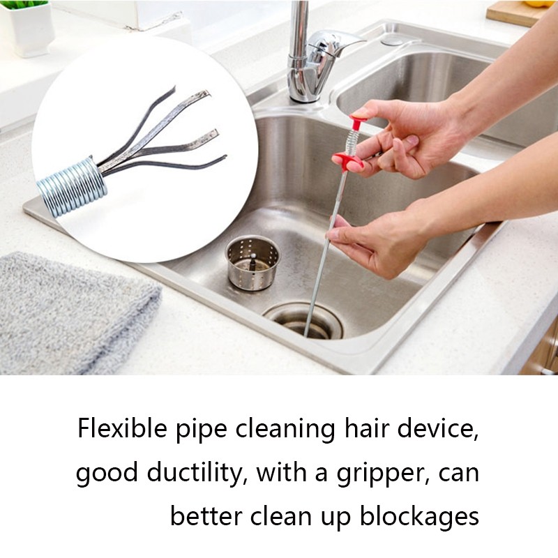 Kitchen Pipe Dredge Hook Sewer Toilet Anti-Blocking Sink Dredge Kit, Style: 6 PCS/Set-1.5M