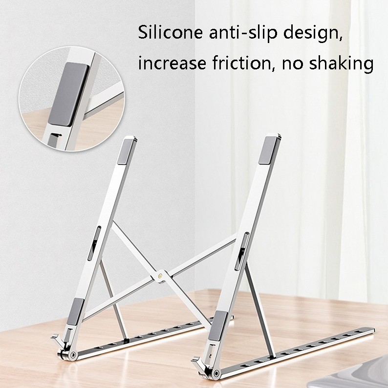 Oatsbasf V01 Portable Metal Laptop Cooling Bracket Aluminum Alloy Folding Adjustable Lifting Stand (Gray)