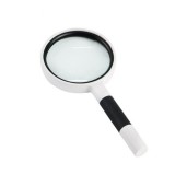 3 PCS Hand-Held Reading Magnifier Glass Lens Anti-Skid Handle Old Man Reading Repair Identification Magnifying Glass, 75mm 4 Times (Black White)