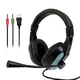 LX-T07 Head-Mounted Luminous Gaming Computer Headset with RGB Lights & Noise-Cancelling Microphone (Black)