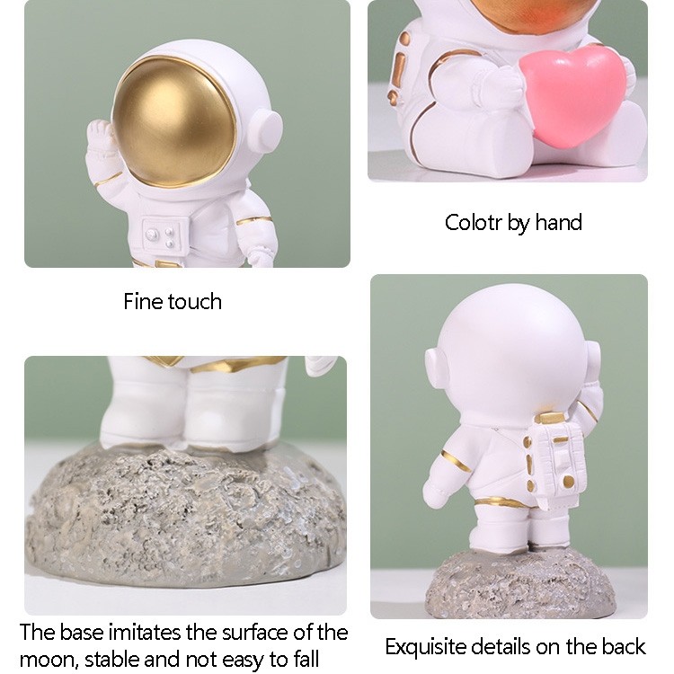 2 PCS Resin Crafts Space Astronaut Ornaments Home Office Desktop Ornaments Children Gift, Style: Station Gold