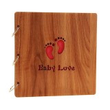 16 inch Wooden Handmade DIY Sticky Photo Album Baby Growth Souvenir Album (Happy Feet)