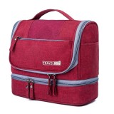RH523 Travel Makeup Storage Bag Large-Capacity Waterproof Anti-Mildew Dry And Wet Separation Package Portable Hook Wash Bag (Wine Red)