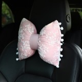 Car Lace Head Waist Pillow Elastic Cotton Neck Pillow Waist Pad Car Female Decorative Supplies, Color: Pink Headrest