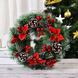 23cm Christmas Decoration Handmade Garland Wreath Door Hanging Window Props, Three Flowers