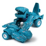 2 PCS Dinosaur Deformation Car Children Inertial Sliding Car Model Toy (Cyan)