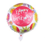 10 PCS 18-inch Round Happy Birthday Aluminum Film Balloons Birthday Party Scene Decoration Balloons (E)