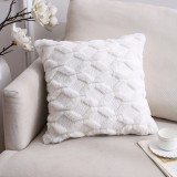 Double-Sided Plush Pillow Home Sofa Cushion Pillowcase, Size: 45x45cm Without Core (White Riling)