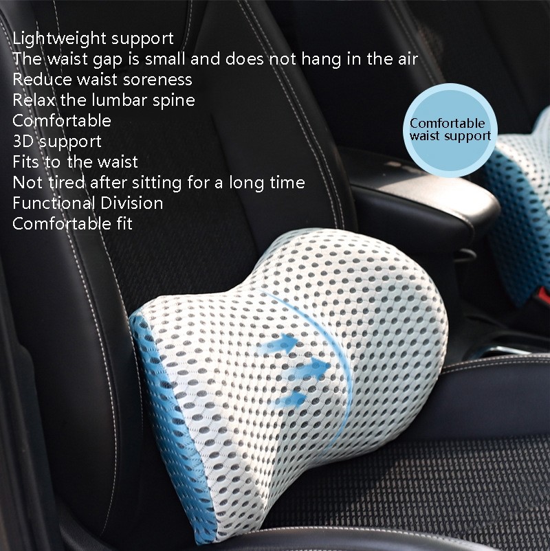 Car Supplies Lumbar Support Memory Foam Car Backrest Lumbar Cushion Seat Cushion Lumbar Pillow, Color: Crystal Velvet Light Gray