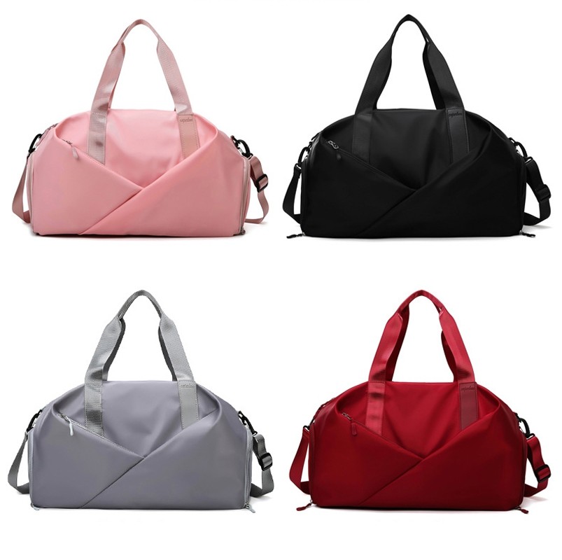 Short Travel Bag Female Big Capacity Dry And Wet Separation With Shoes Position Yoga Fitness Bag Shoulder Hand Baggage Bag (Grey)