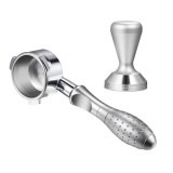 TSPH54 Three-Ear Alloy Stainless Steel Coffee Bottomless Handle For Bofu 8 Series, Style: Silver + Powder Bowl + Compactor