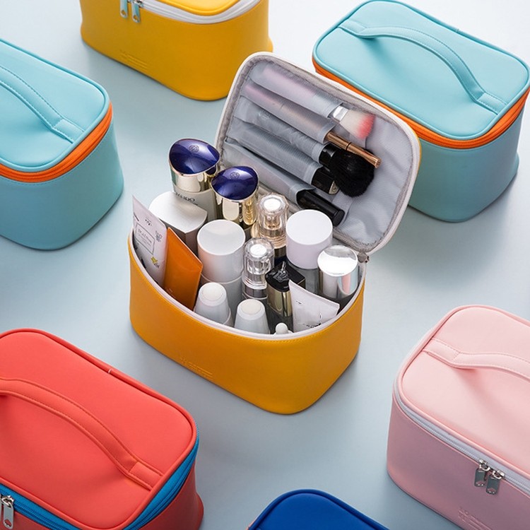 2 PCS Portable Travel PU Portable Cosmetic Case Large-capacity Cosmetic Storage Bag (Light Blue)