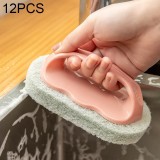 12 PCS Kitchen Tile Bathtub Brush Household Brush Pot Scouring Sponge Cleaning Brush with Handle Random Color Delivery