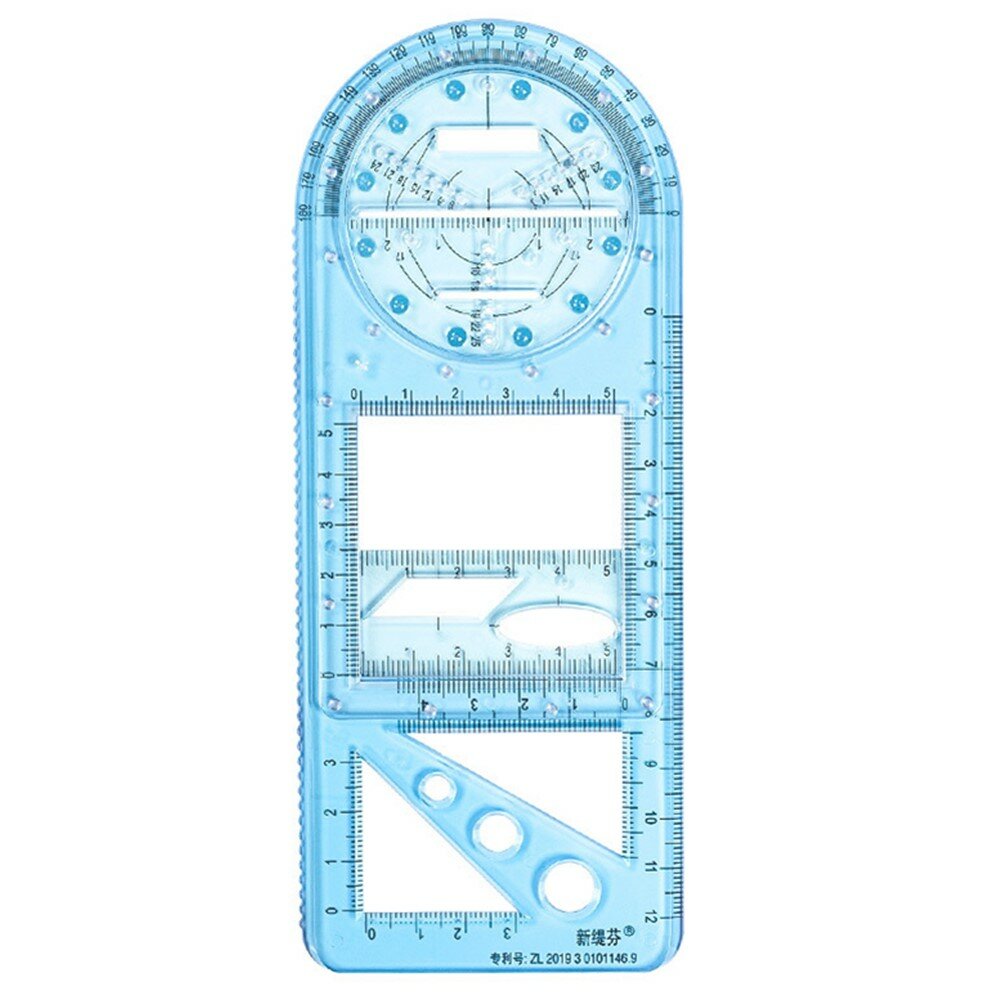 1PC Multifunctional Geometric Ruler, Drawing Template Measuring Tool Mathematics Drawing Ruler for Students (Primary/Junior/Senior)Studying Office Supplies