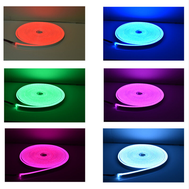 12V RGB LED Neon Strip Light 108LED/M Tuya/ Infrared Remote Control Silicone Light Strip Set