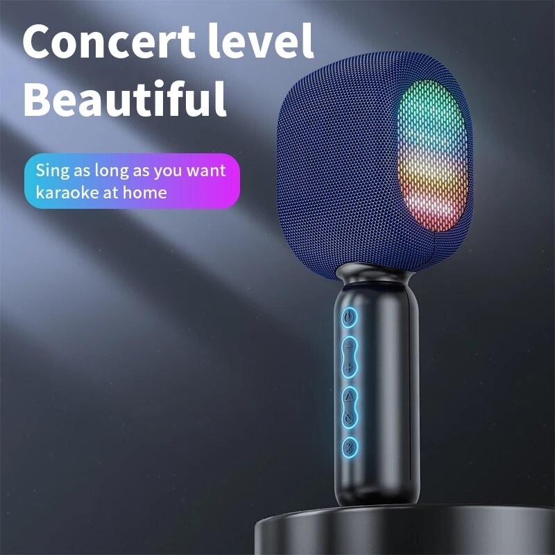Bakeey JY-57 bluetooth Handheld Microphone Wireless Condenser Recording Microphone Portable Stereo Speaker LED Lamp for YouTube Home Karaoke