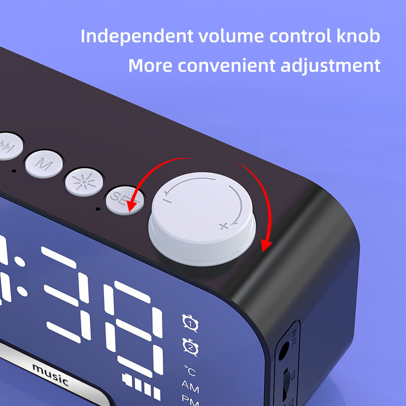 Z5 Wireless bluetooth Speaker Portable Mini Mirror Alarm Clock Support TF Card FM Radio with Mic