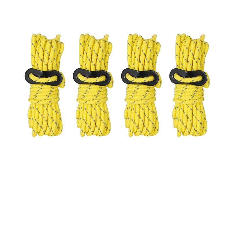 4 PCS Reflective Tent Rope 4mm Wear-Resistant Stable Nylon Windproof Rope Clothesline Binding Rope With Aluminum Alloy Buckles