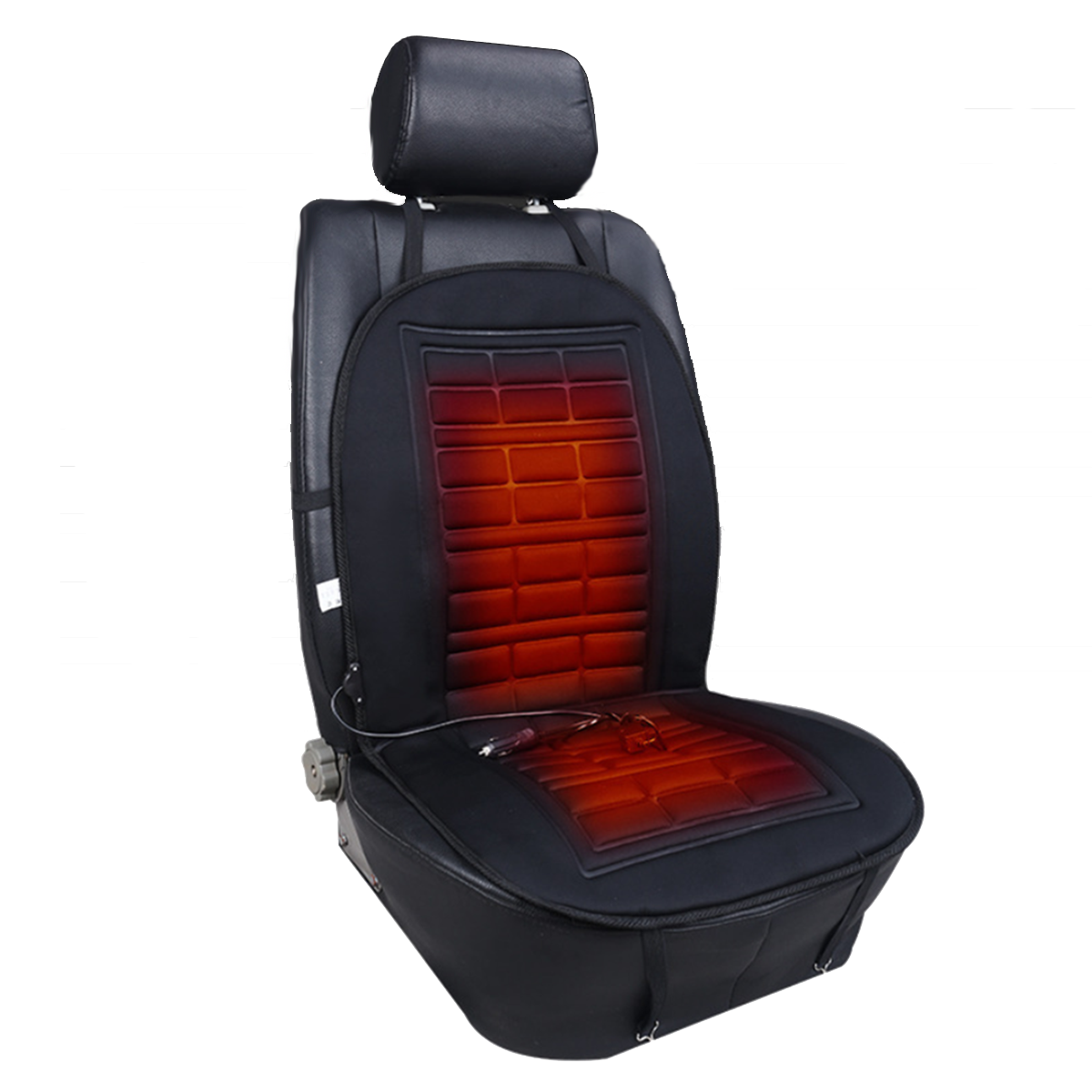 Auntwhale Auto 12V Car Front Seat Heated Cushion Hot Cover Plush Heater Winter Warmer Pad Cushion Black 