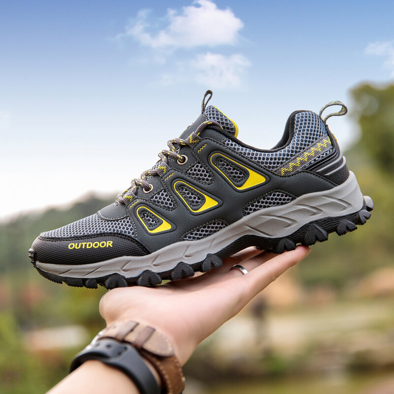 Men Breathable Outdoor Lace Up Climbing Walking Hiking Shoes
