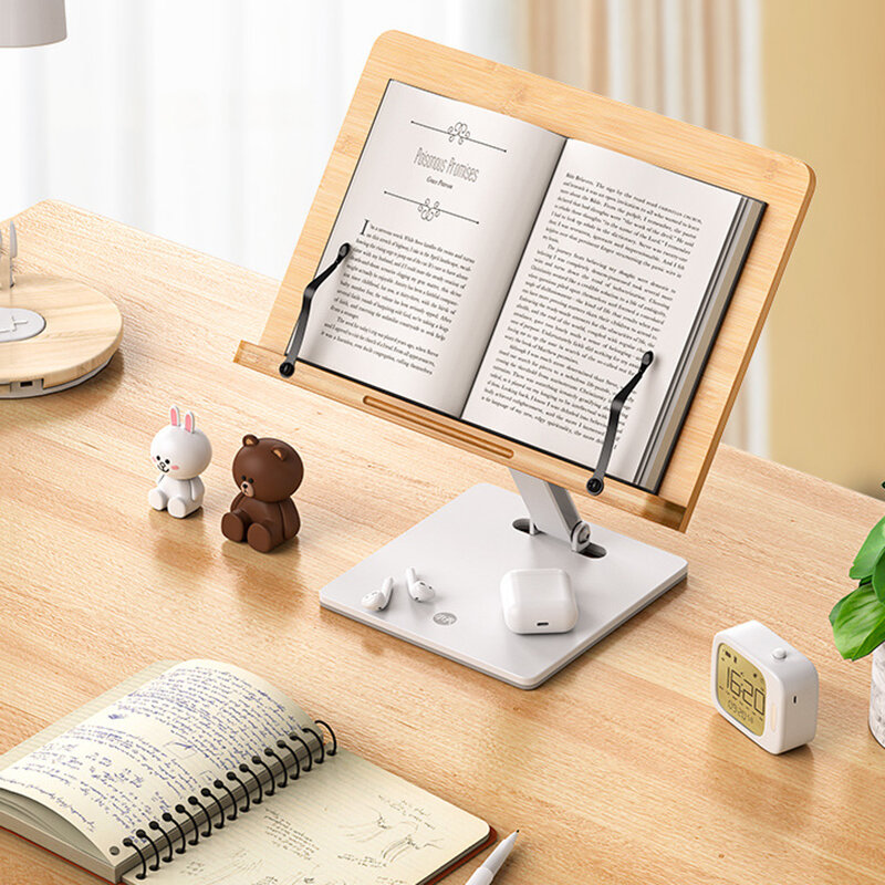 SKKY Lift Desktop Stand Bamboo Wood Reading Holder Adjustable Bearing 60 Catties Reading Fixed Bookshelf
