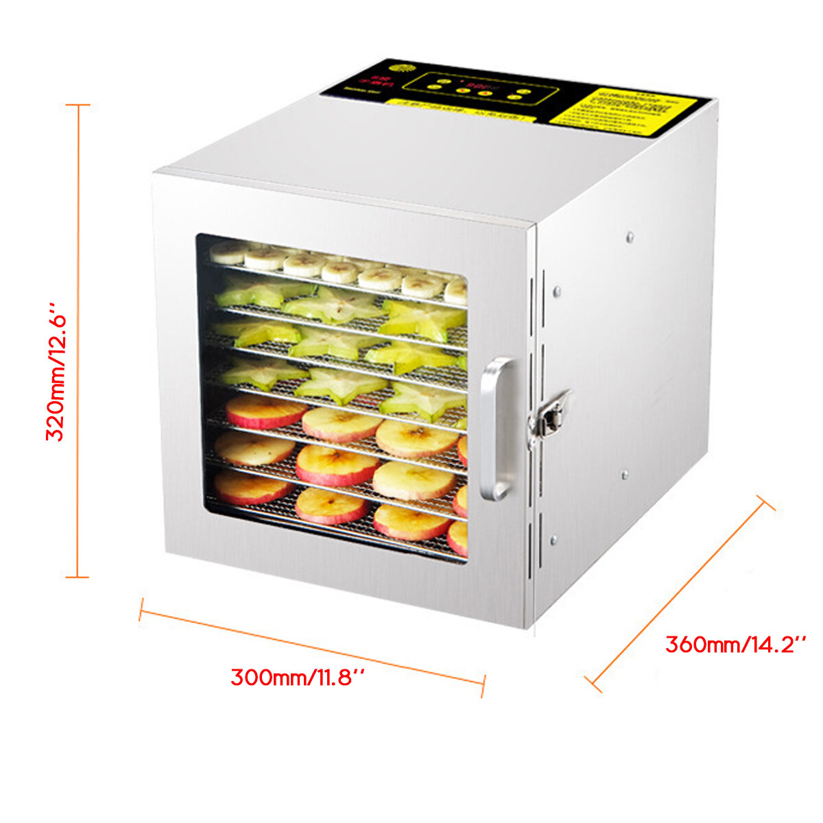 8 Layers Stainless Steel Fruit & Food Dehydrator Vegetable Meat Hot Air Dryer For Household/Commercial/DIY Food 600W 220V