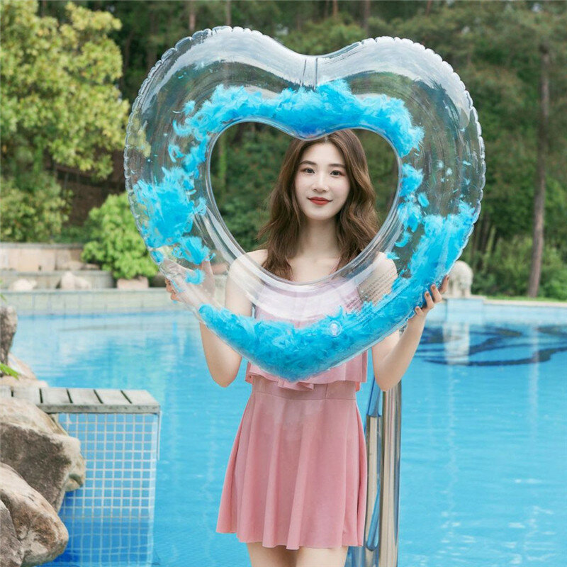 Feather Heart Swimming Ring Love Woman Inflatable Circle for Adult Pool Float Swimming Circle Summer Beach Inflatable Buoy