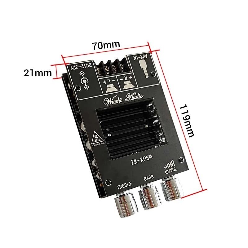 ZK-XPSM 150W*2 Dual Channel Bluetooth Audio Power Amplifier Board Stereo AMP TDA7498E Treble Bass Adjustment AUX Home Theater