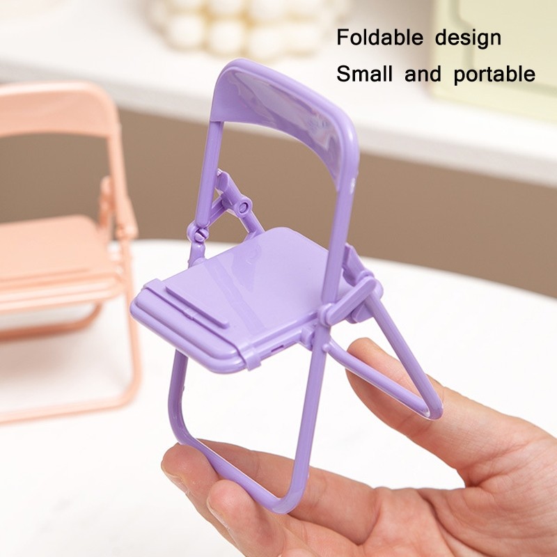 5 PCS Chair Folding Phone Desktop Stand For 3-11 inch Mobile Phone (Cheese Yellow)